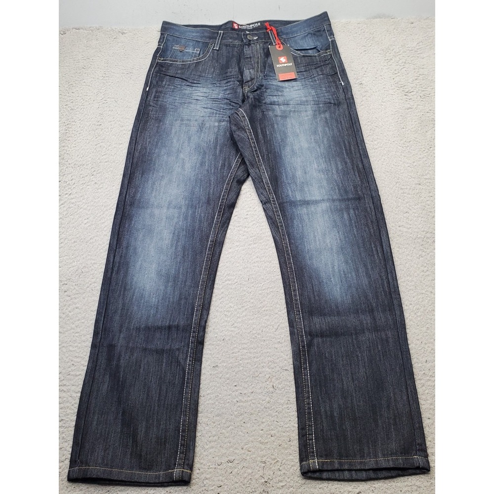 Southpole Jeans Mens 34x32 Blue Denim Precision Cut Regular Fit Straight Leg
